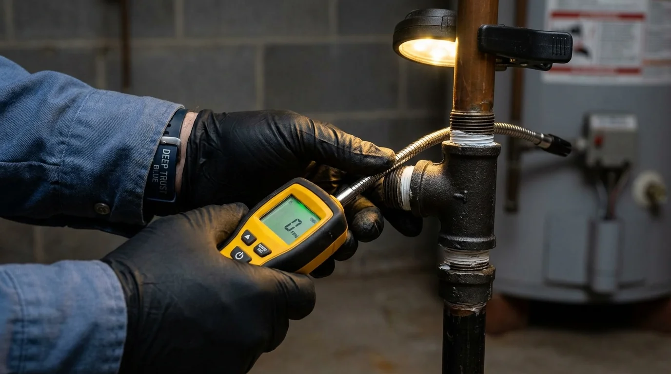 Gas leak detection with electronic sniffer by Johns Plumbing LLC in Cuba City