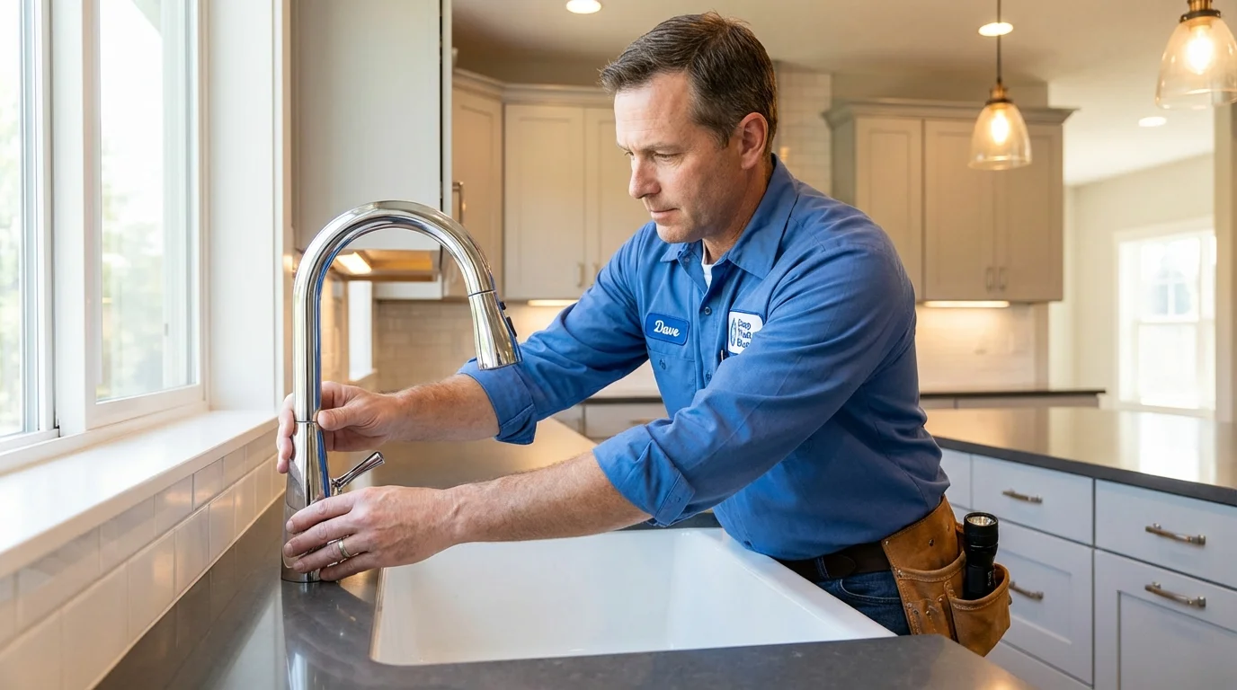 Kitchen faucet installation by Johns Plumbing LLC in Cuba City